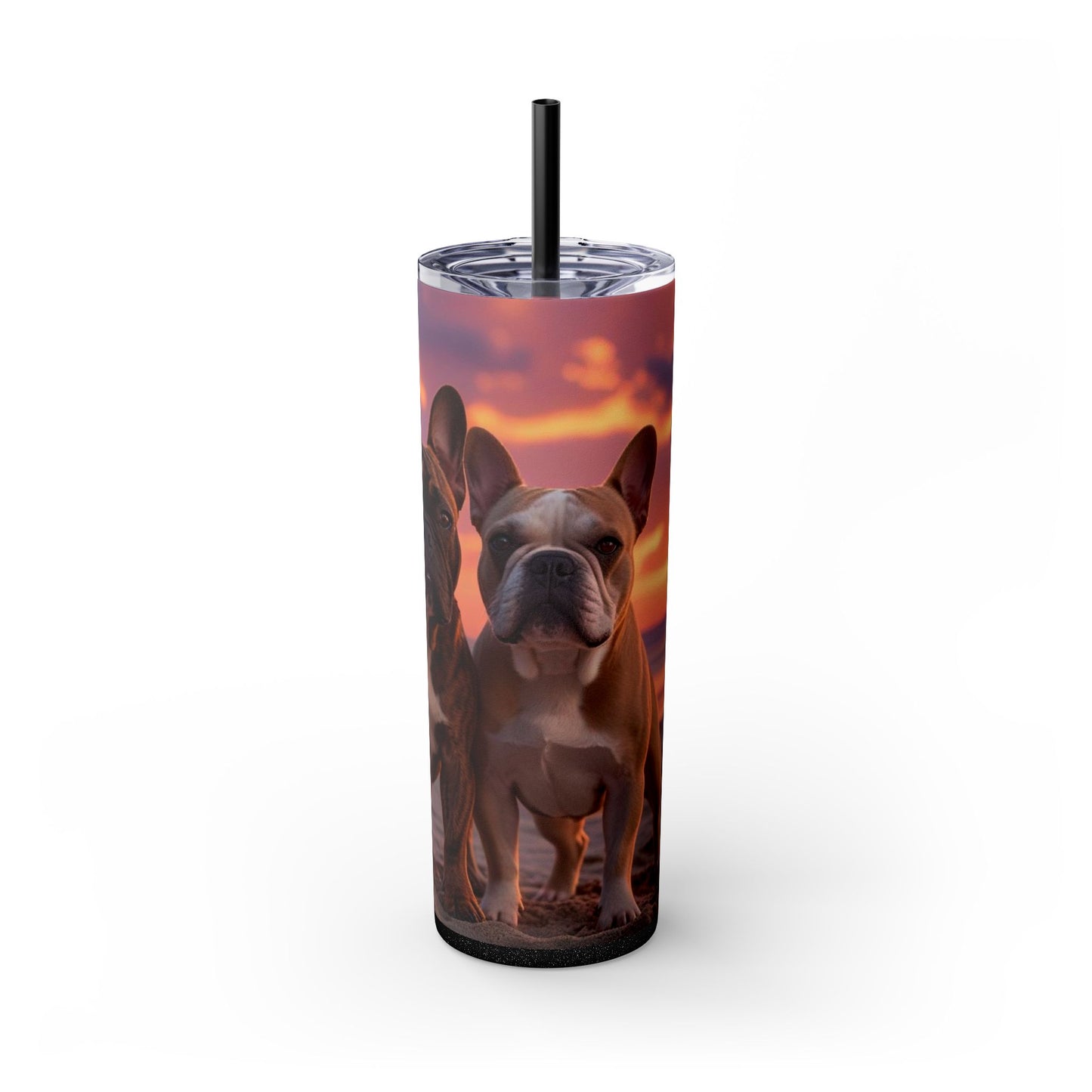 French Bulldog Love Skinny Tumbler with Straw, 20oz