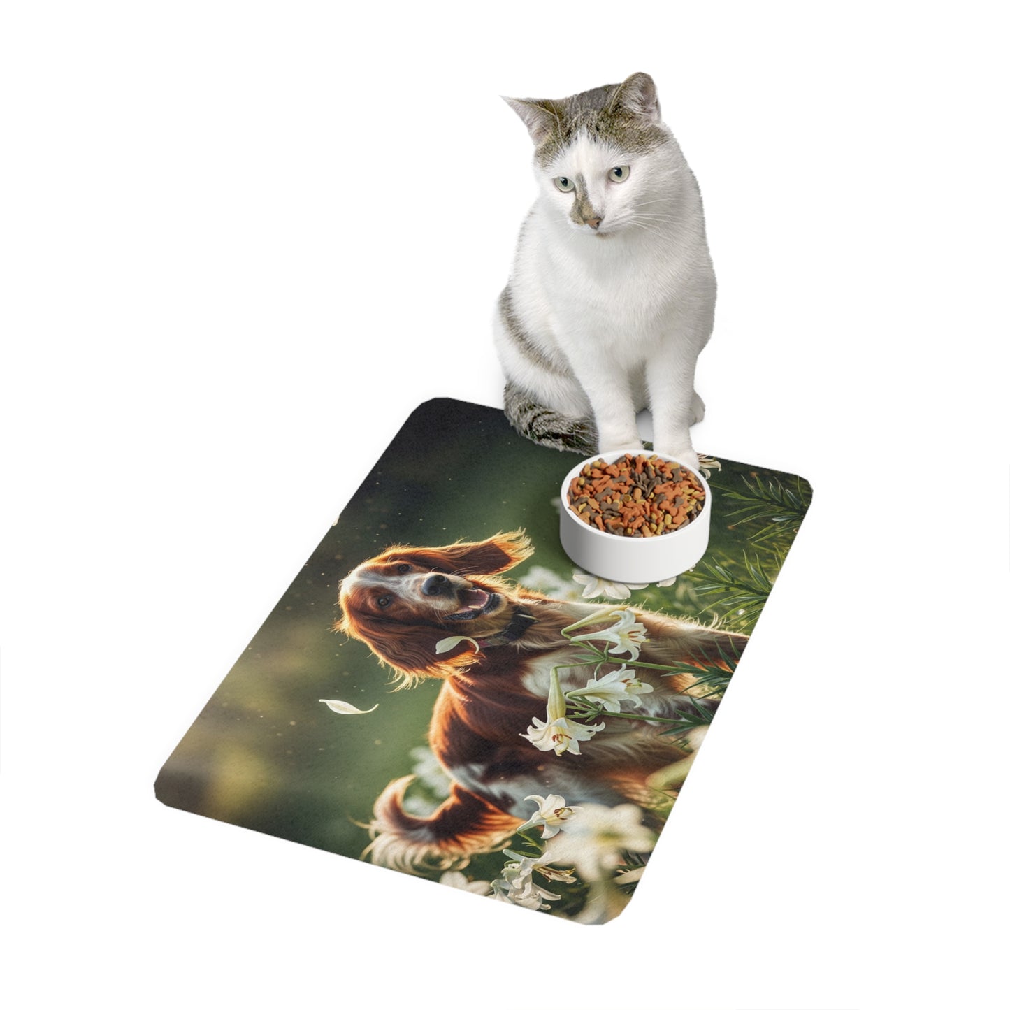 Pet Food Mat (12x18) - Irish Red and White Setter