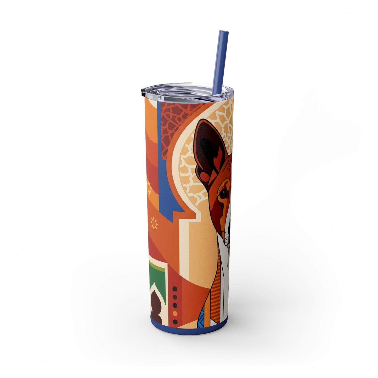 Basenji Skinny Tumbler with Straw, 20oz