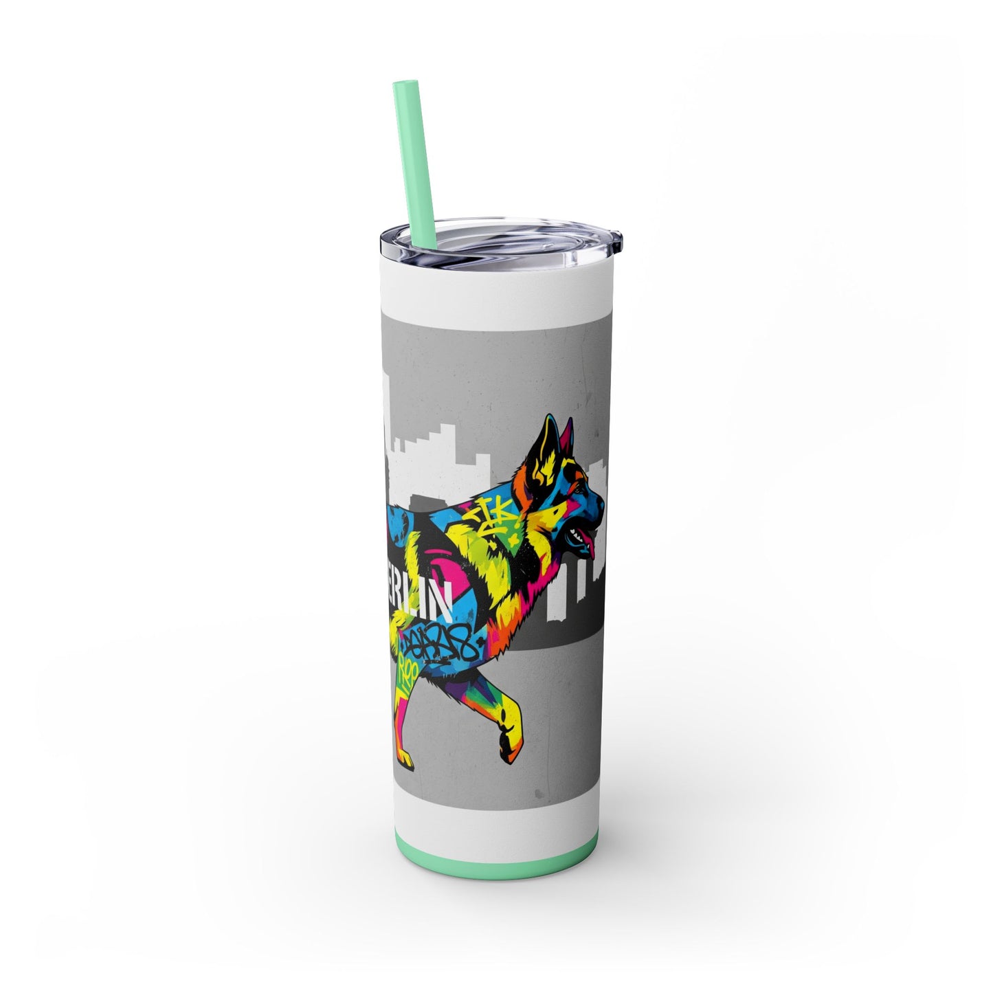 German Shepherd Skinny Tumbler with Straw, 20oz