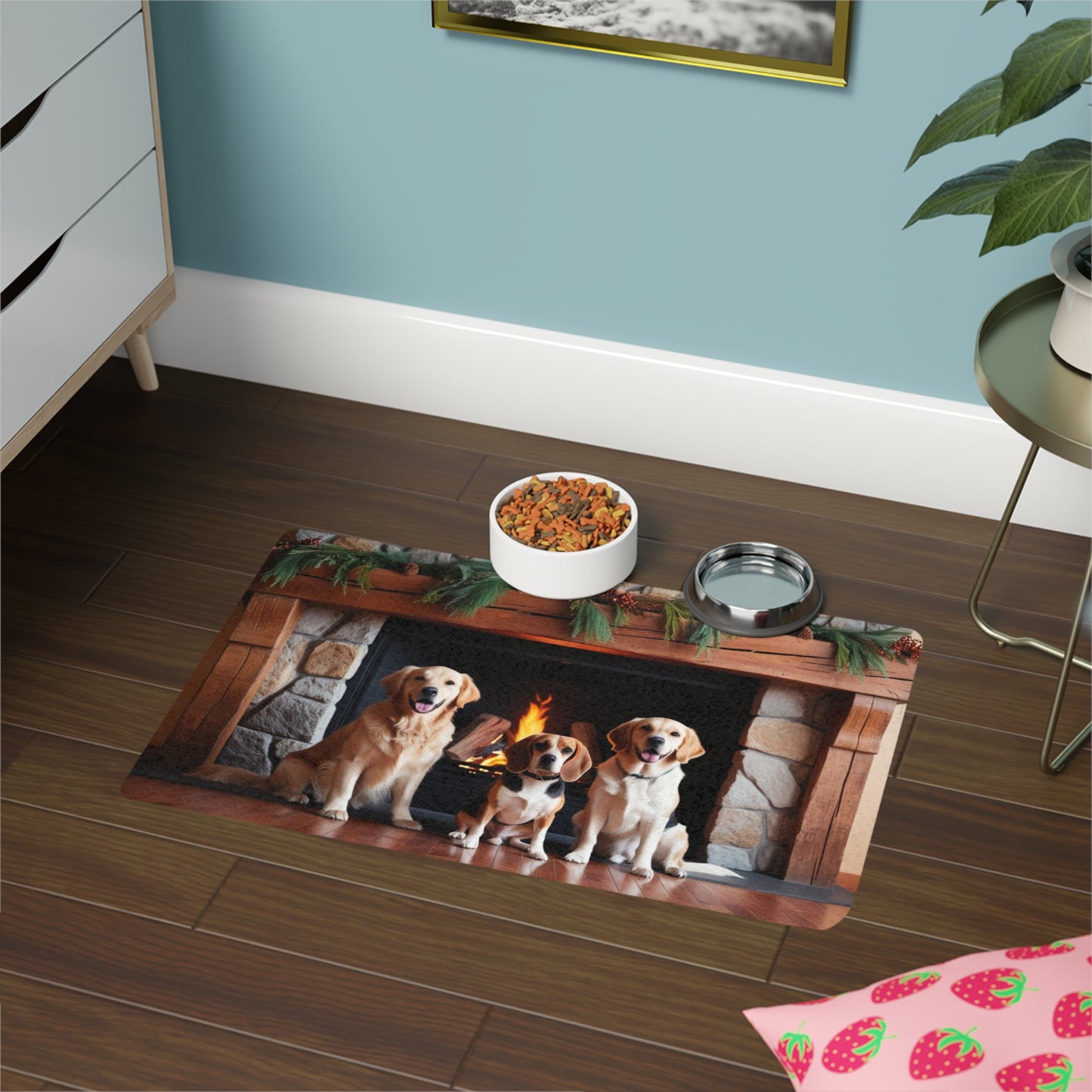 Pet Food Mat (12x18) - Fireplace Dogs