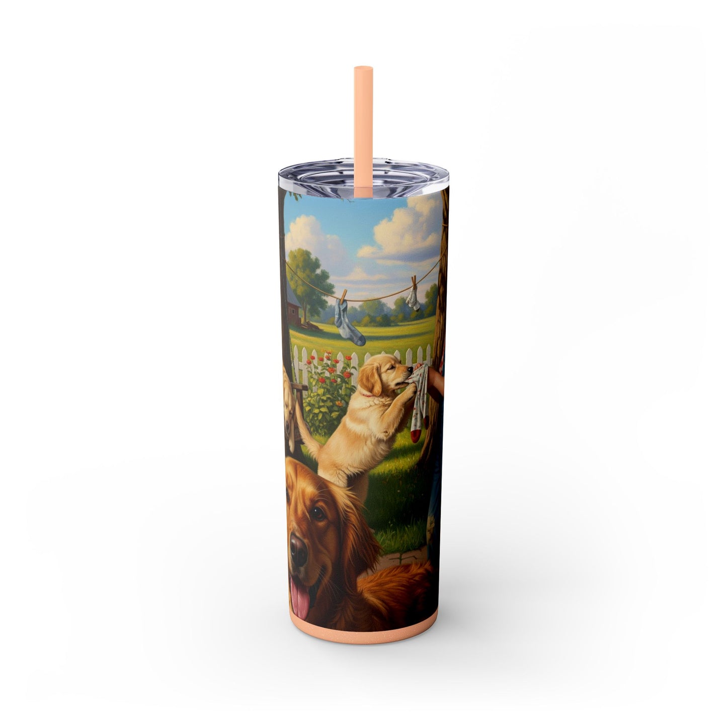 Golden Retriever Skinny Tumbler with Straw, 20oz