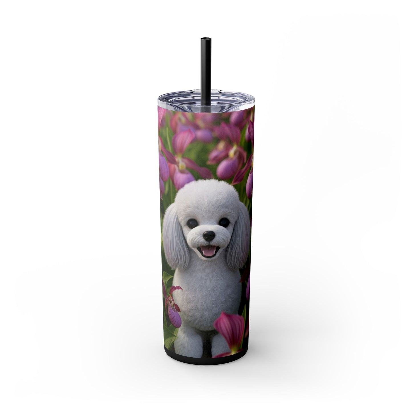 Toy Poodle Skinny Tumbler with Straw, 20oz