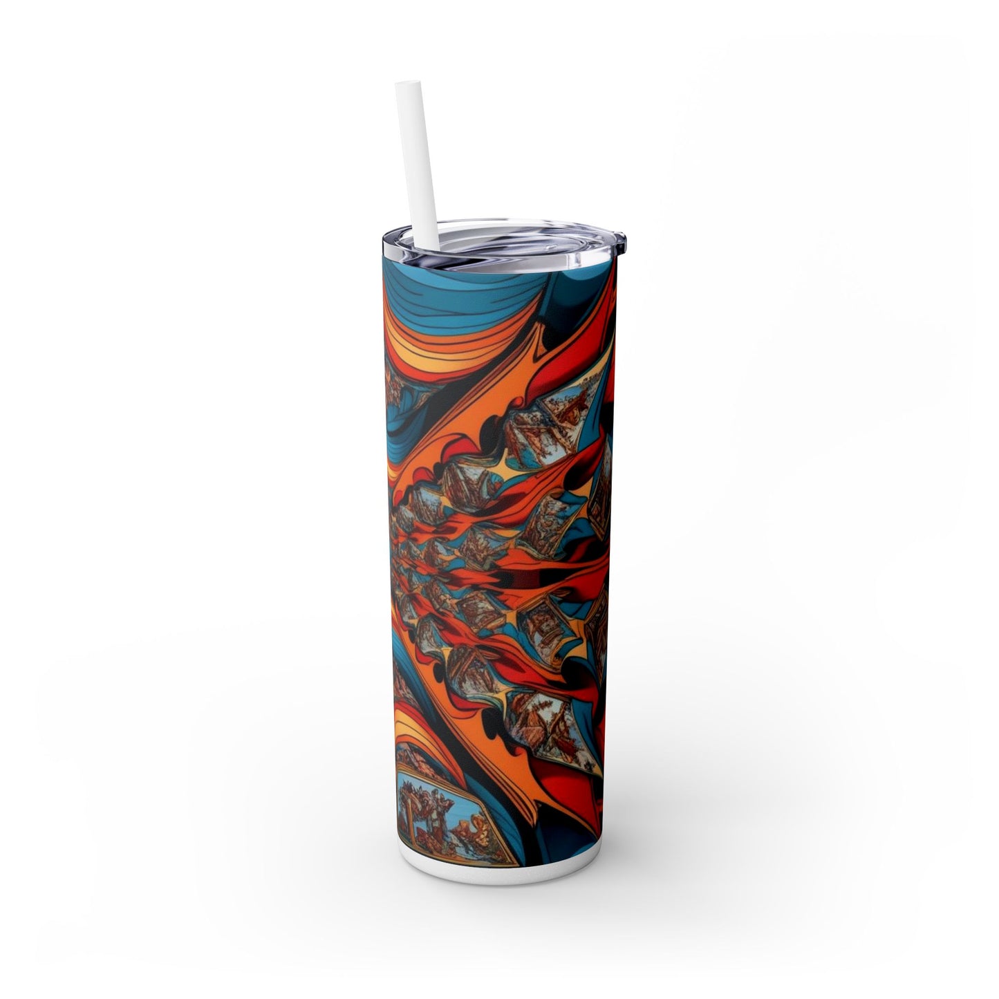 Optical Illusion Skinny Tumbler with Straw, 20oz