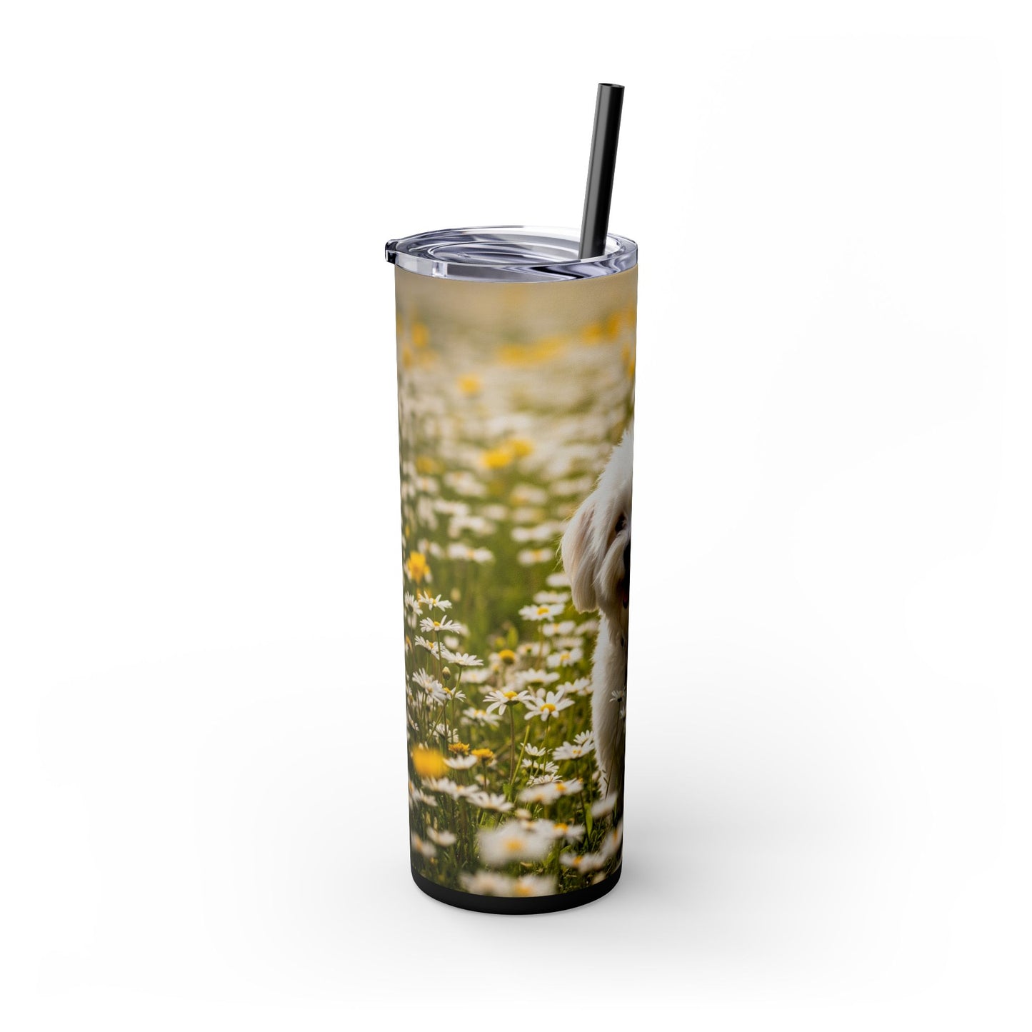 Lowchen Skinny Tumbler with Straw, 20oz
