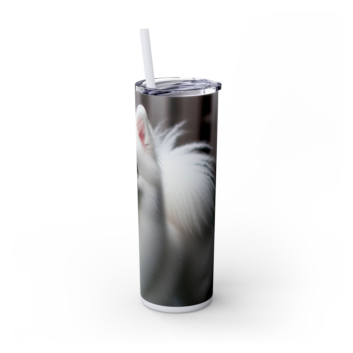 American Eskimo Dog Skinny Tumbler with Straw, 20oz