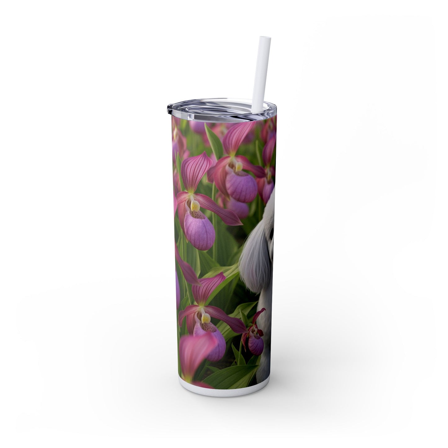 Toy Poodle Skinny Tumbler with Straw, 20oz