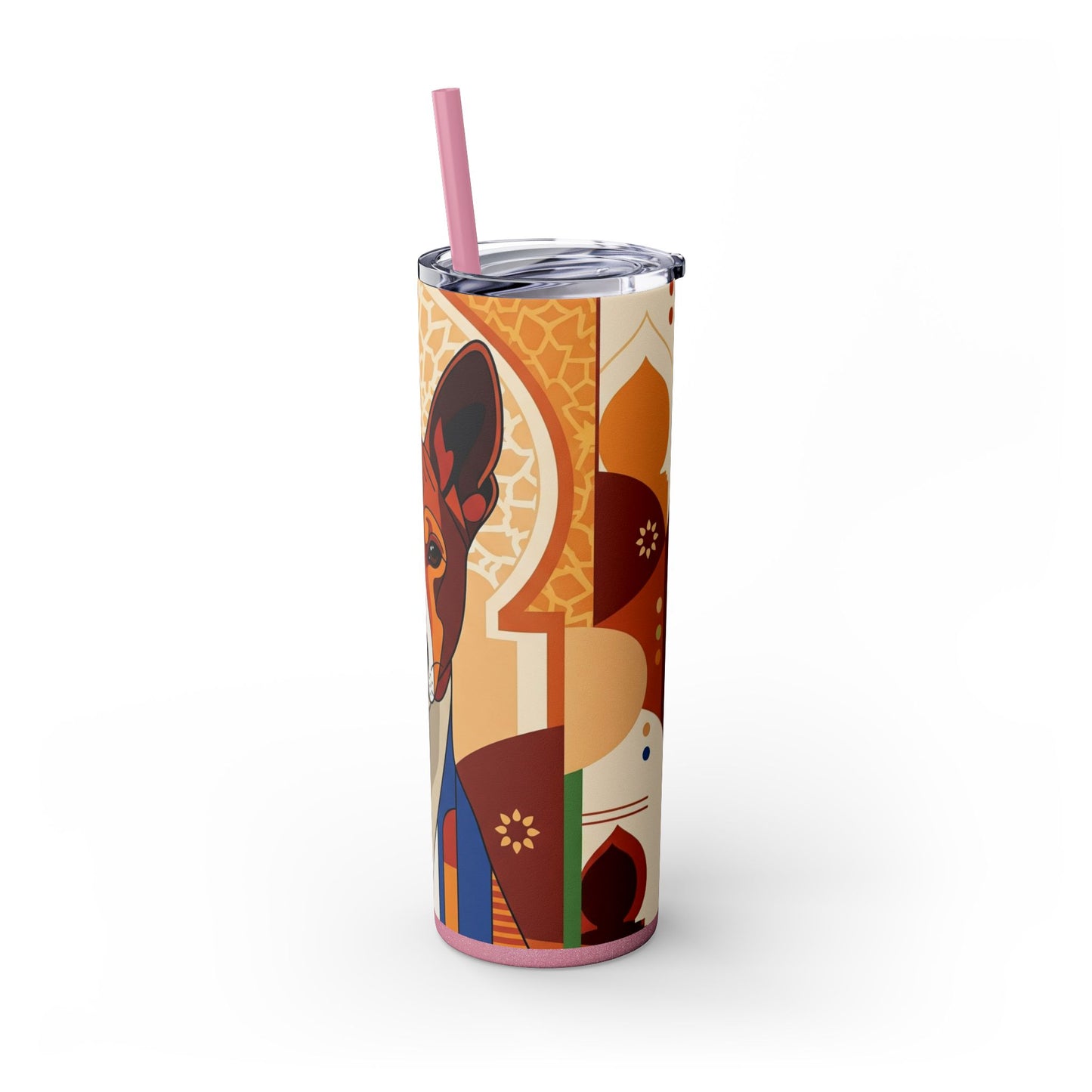 Basenji Skinny Tumbler with Straw, 20oz