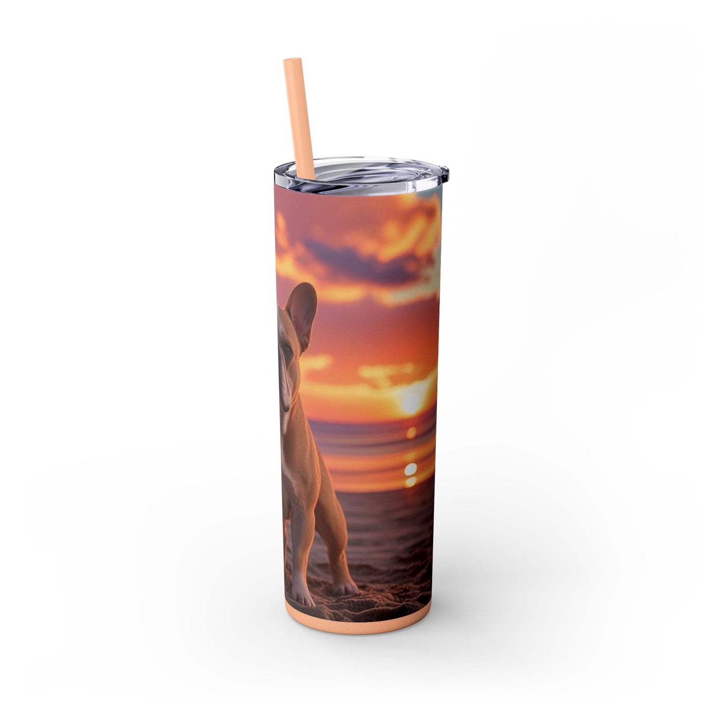 French Bulldog Love Skinny Tumbler with Straw, 20oz