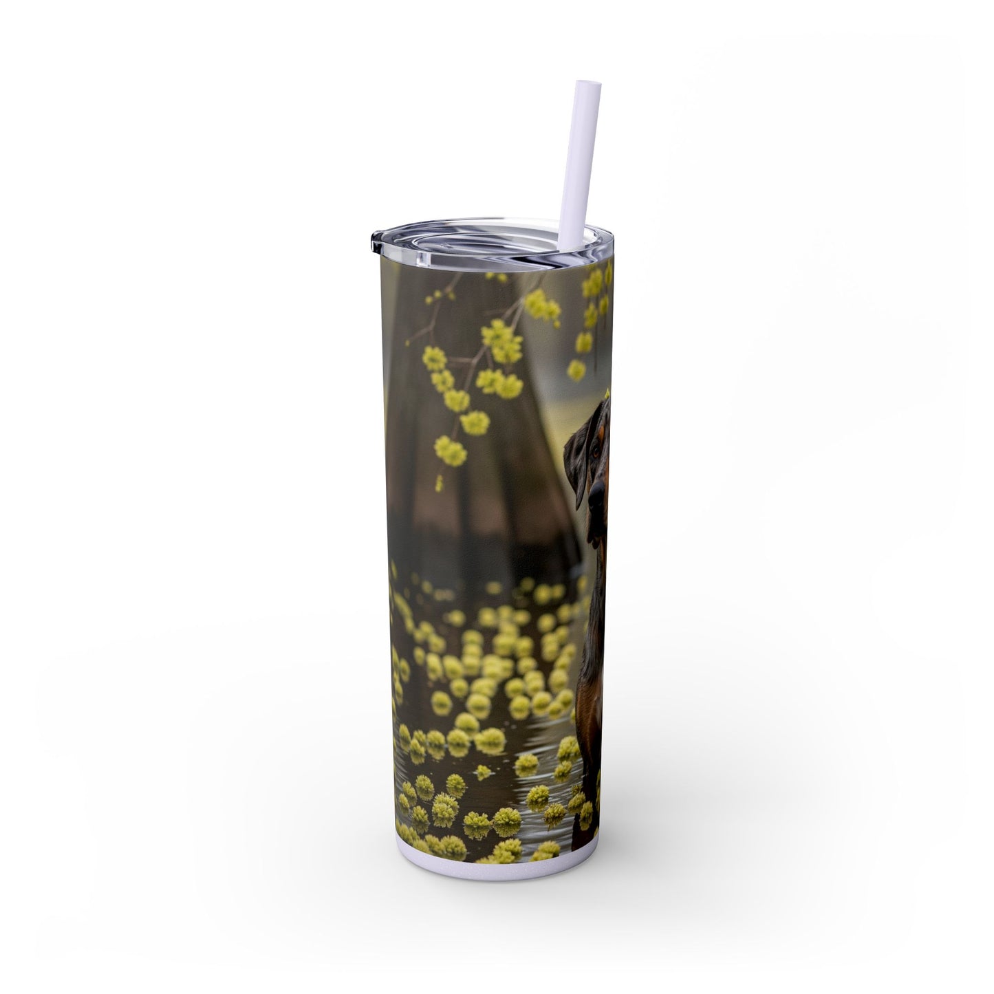 Catahoula Leopard Dog Skinny Tumbler with Straw, 20oz