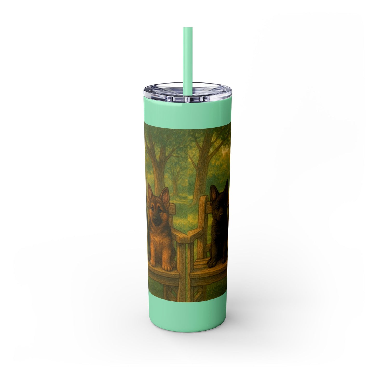 German Shepherd puppies Tumbler with Straw, 20oz