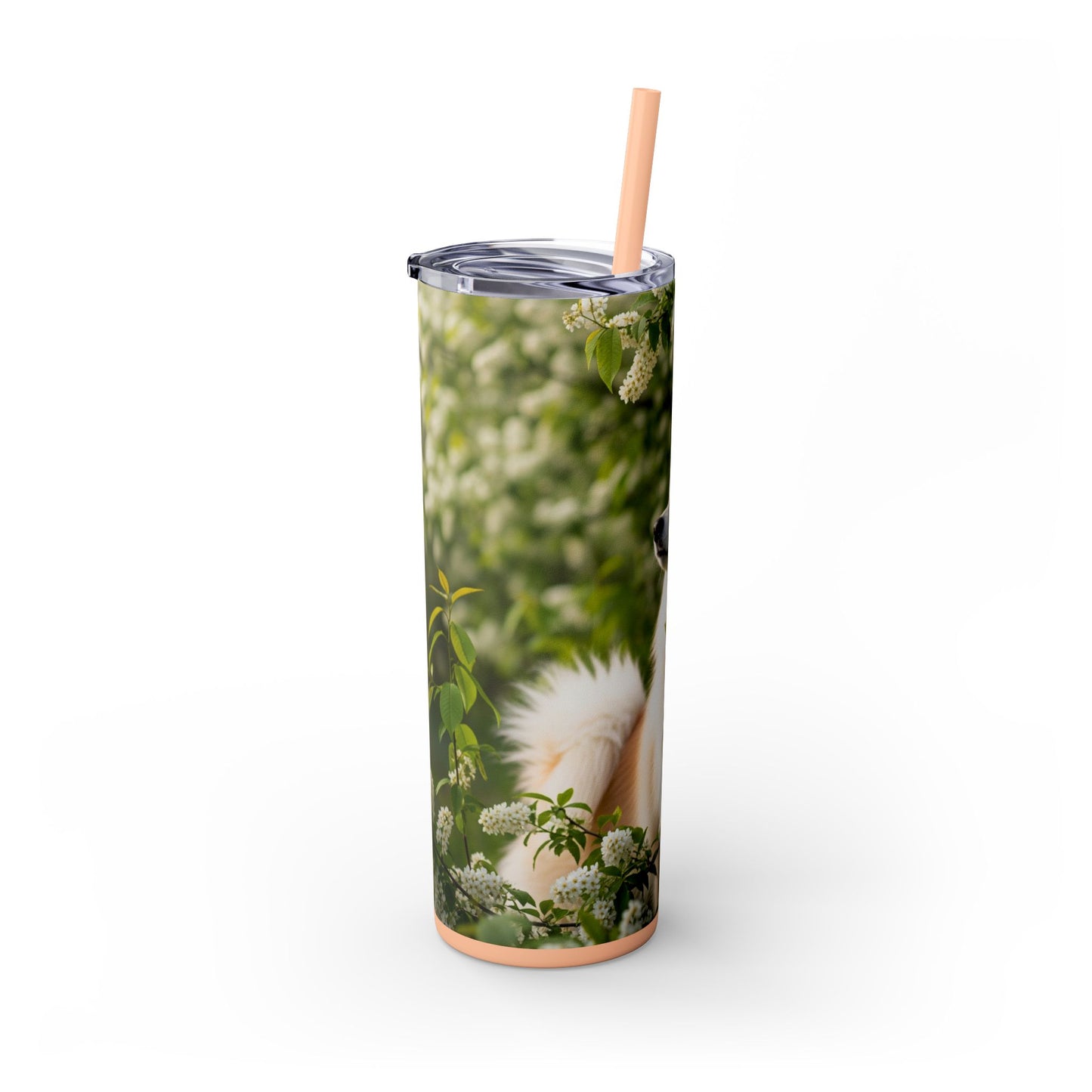 Finnish Spitz Skinny Tumbler with Straw, 20oz