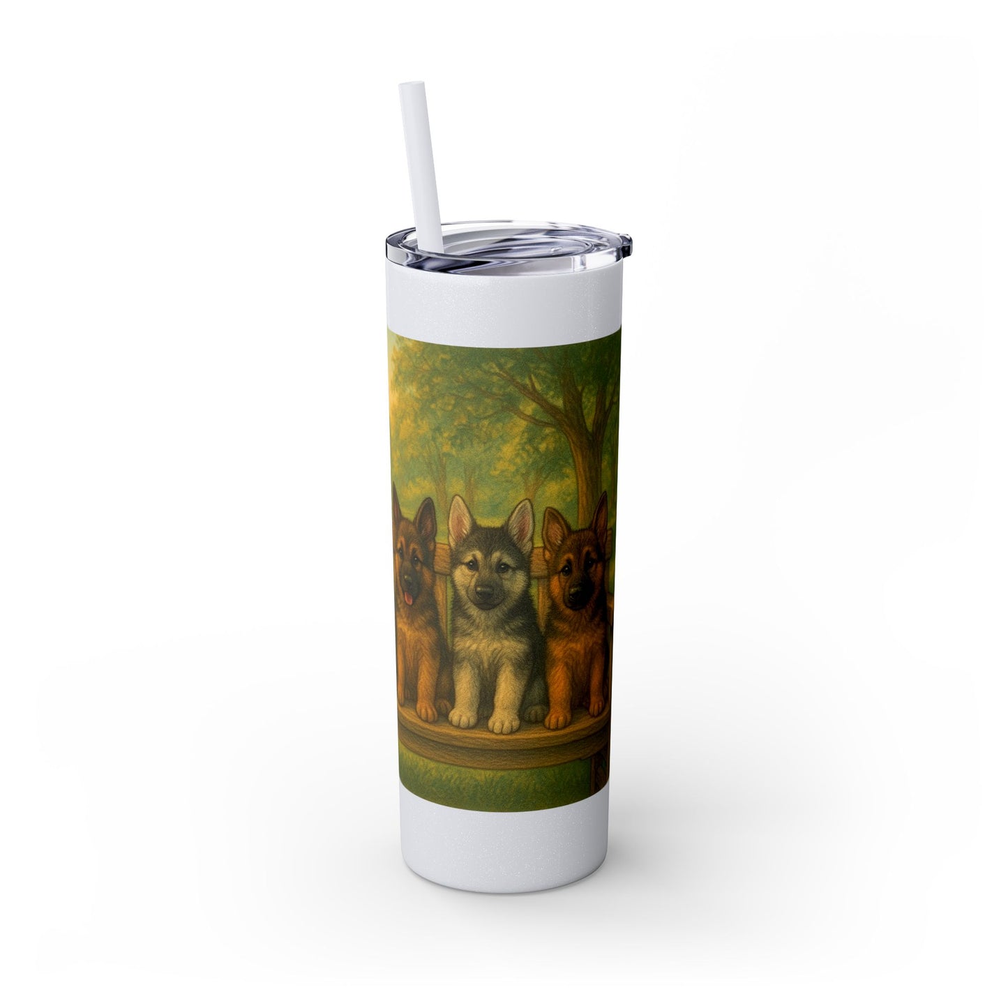 German Shepherd puppies Tumbler with Straw, 20oz