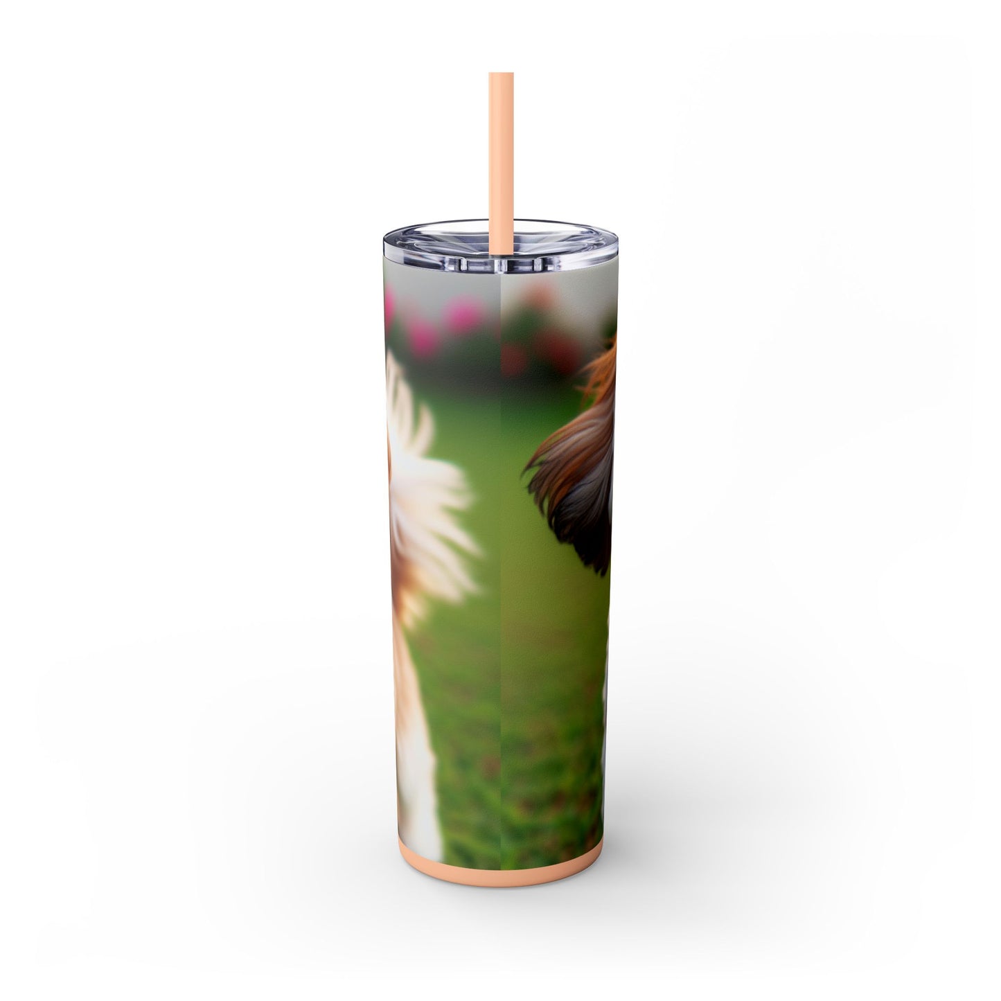 Shih-poo Skinny Tumbler with Straw, 20oz