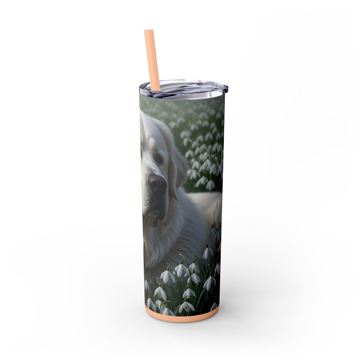 Pyrenean Mastiff Skinny Tumbler with Straw, 20oz