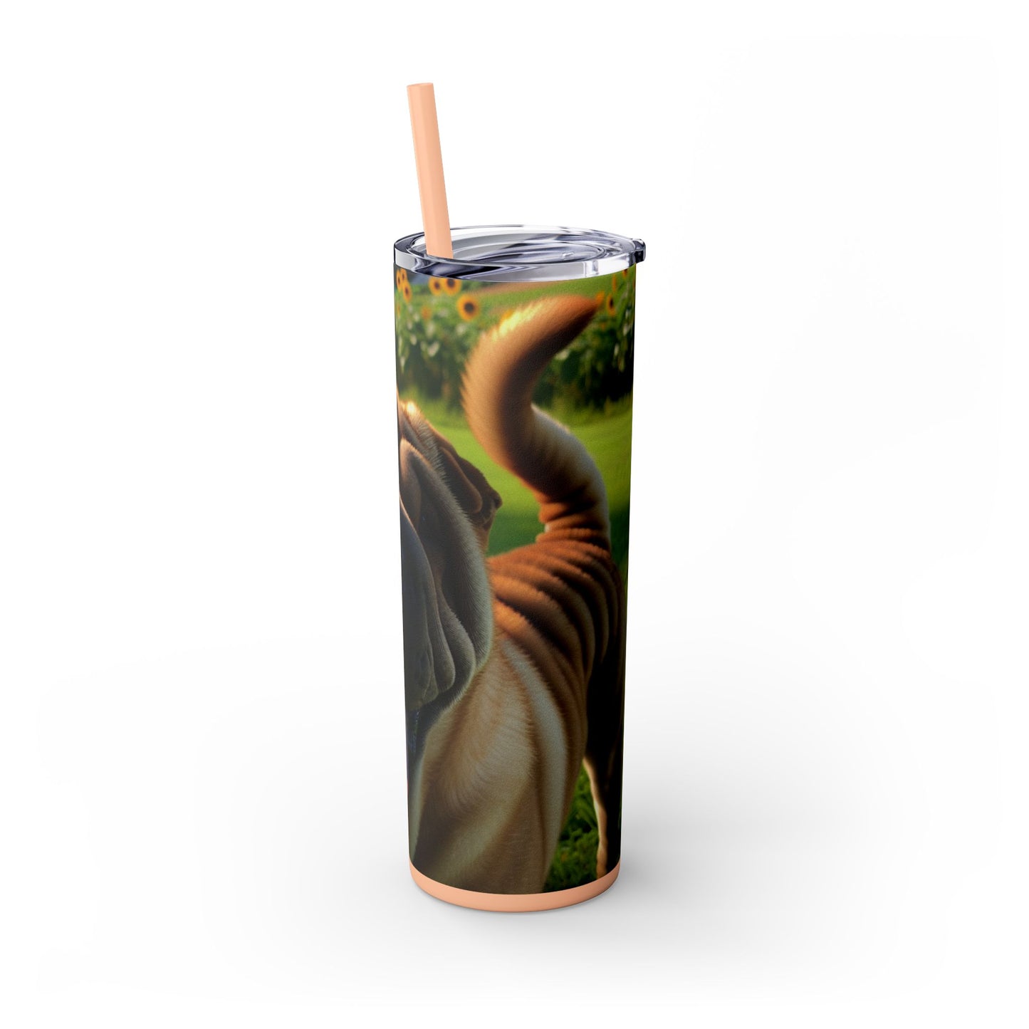 Shar Pei Skinny Tumbler with Straw, 20oz