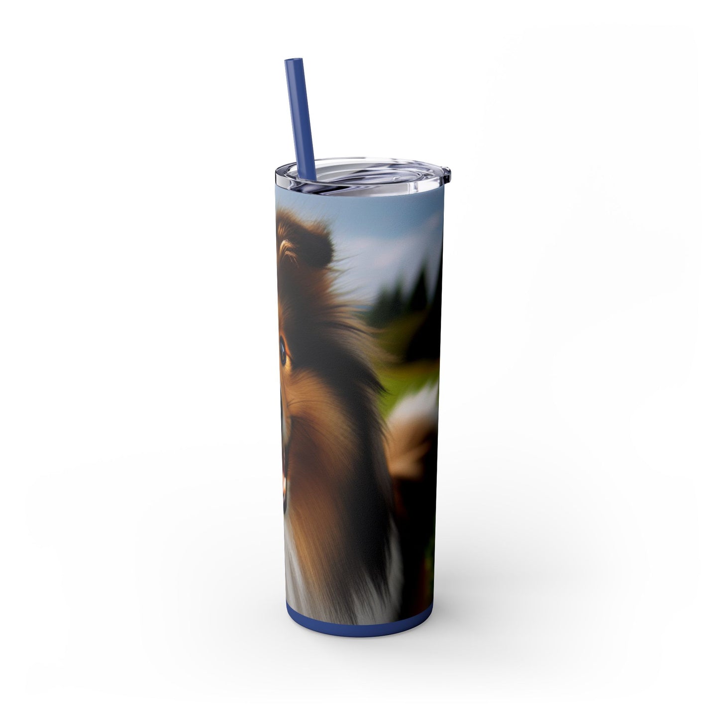 Shetland Sheepdog Skinny Tumbler with Straw, 20oz