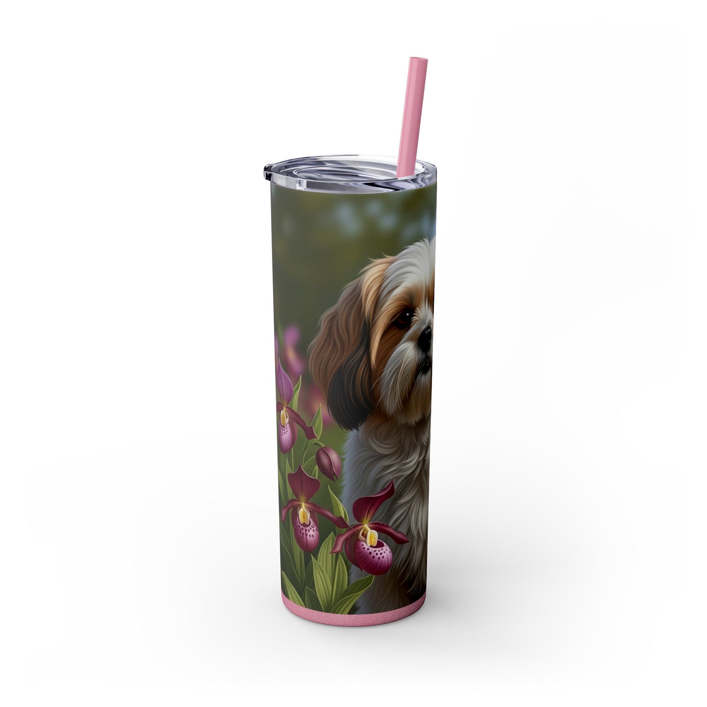 Lhasa Apso Skinny Tumbler with Straw, 20oz