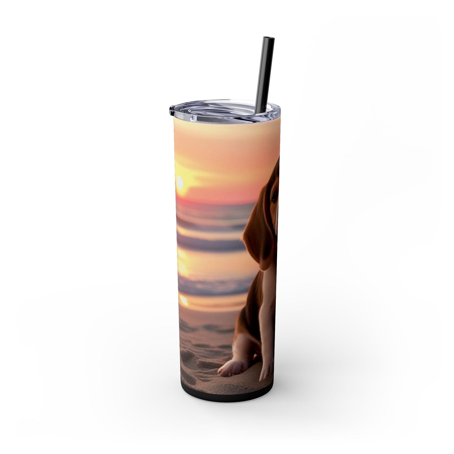 Beagle Love Skinny Tumbler with Straw, 20oz