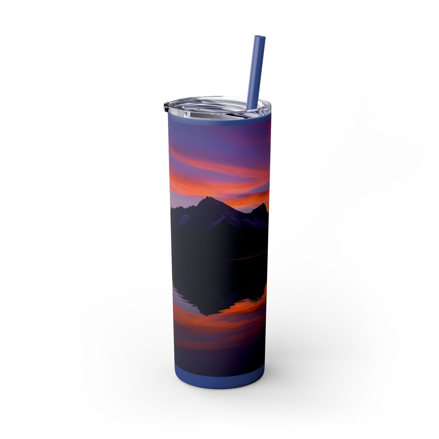 Mountain Lake Sunrise Skinny Tumbler with Straw, 20oz