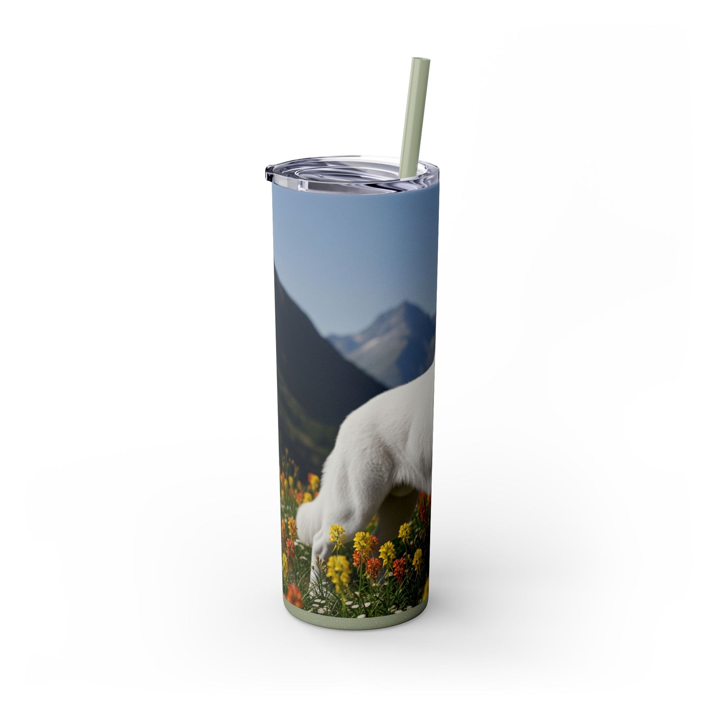 White Swiss Shepherd Dog Skinny Tumbler with Straw, 20oz