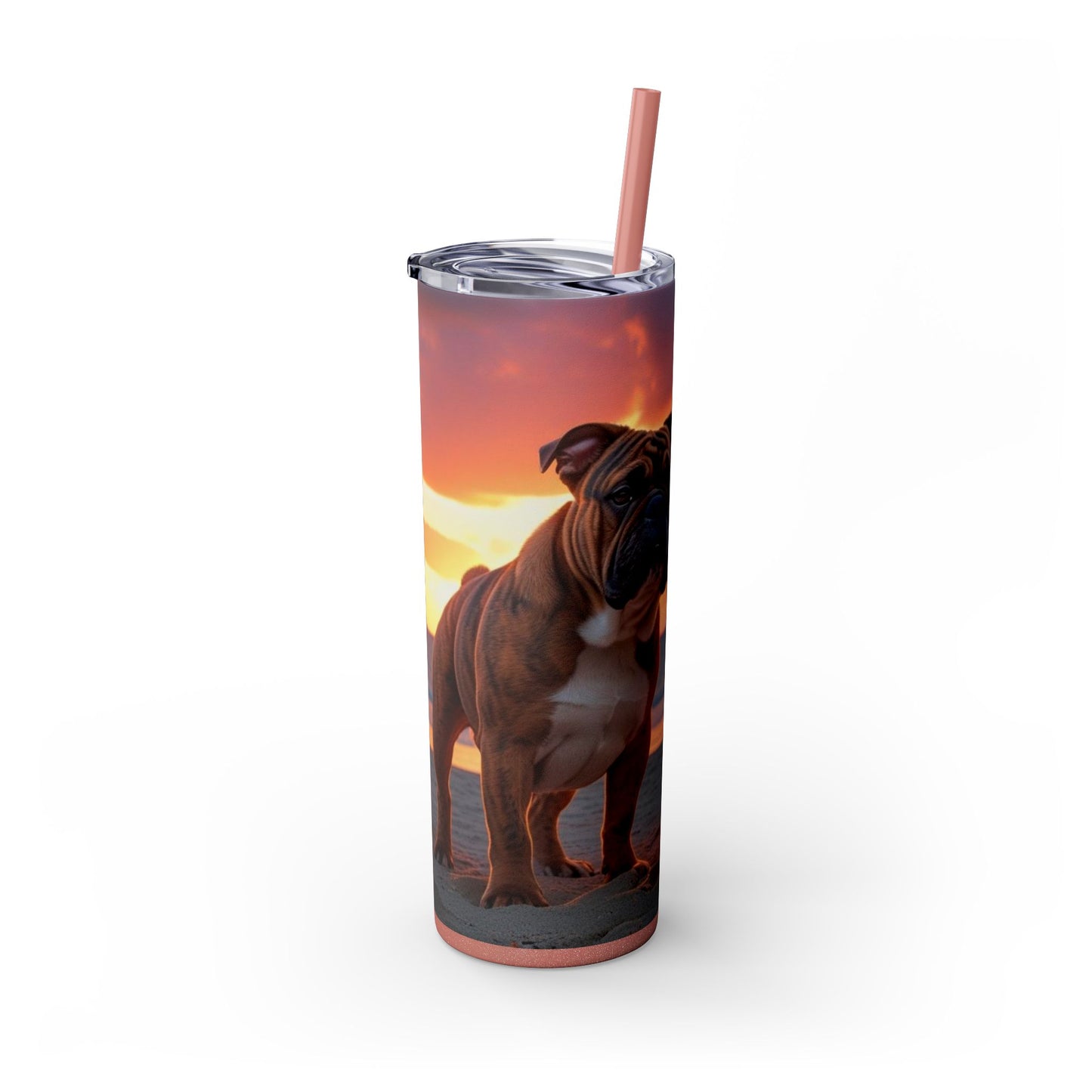 Bulldog Love Skinny Tumbler with Straw, 20oz
