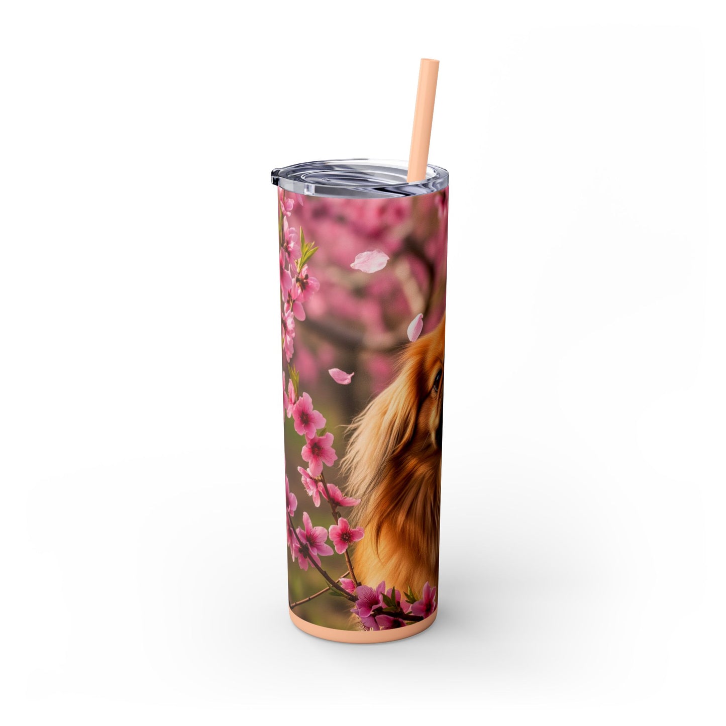 Pekingese Skinny Tumbler with Straw, 20oz