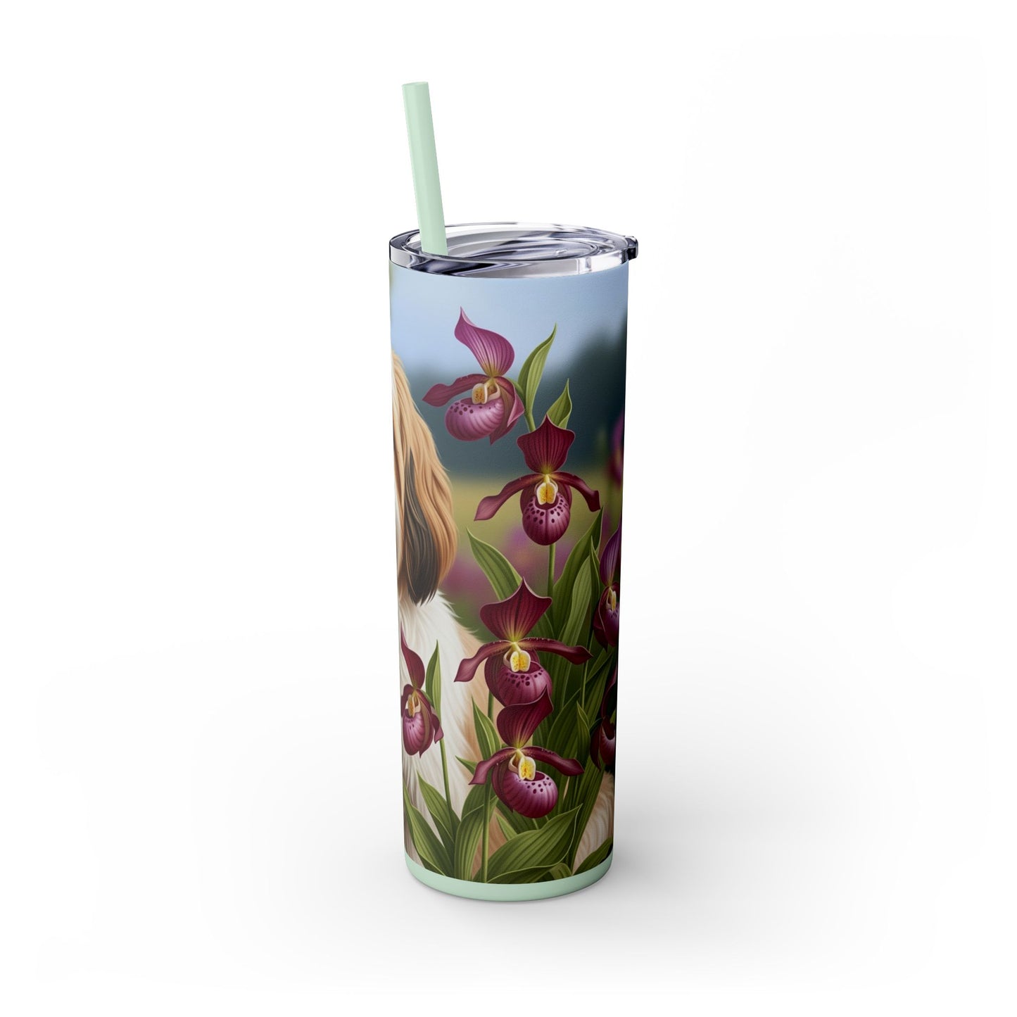 Lhasa Apso Skinny Tumbler with Straw, 20oz