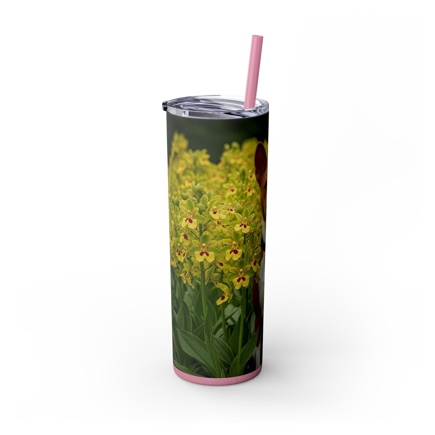 Basenji Skinny Tumbler with Straw, 20oz