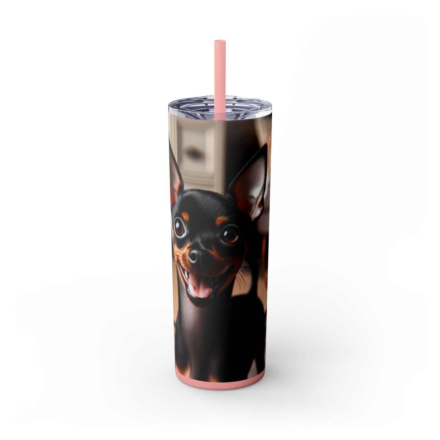English Toy Terrier Tumbler with Straw, 20oz