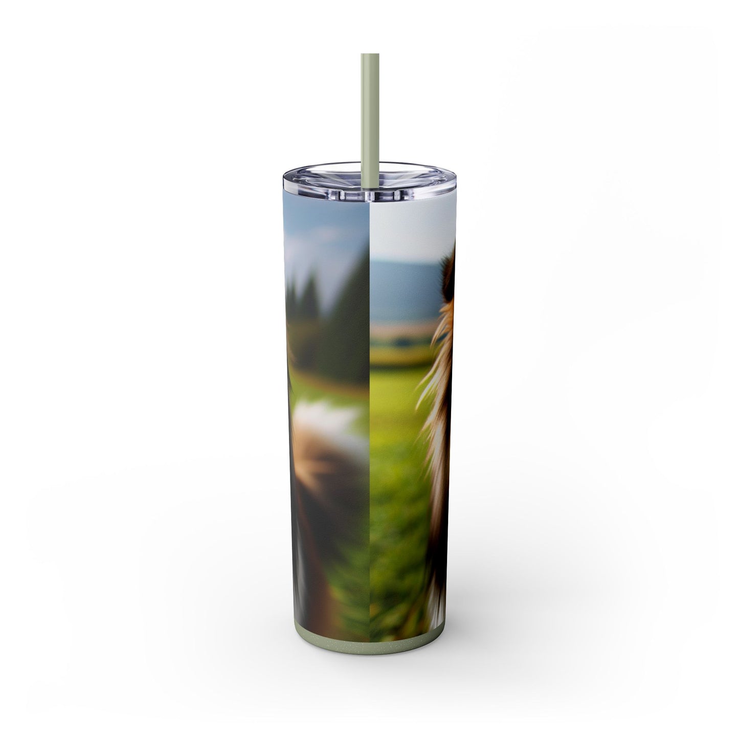 Shetland Sheepdog Skinny Tumbler with Straw, 20oz