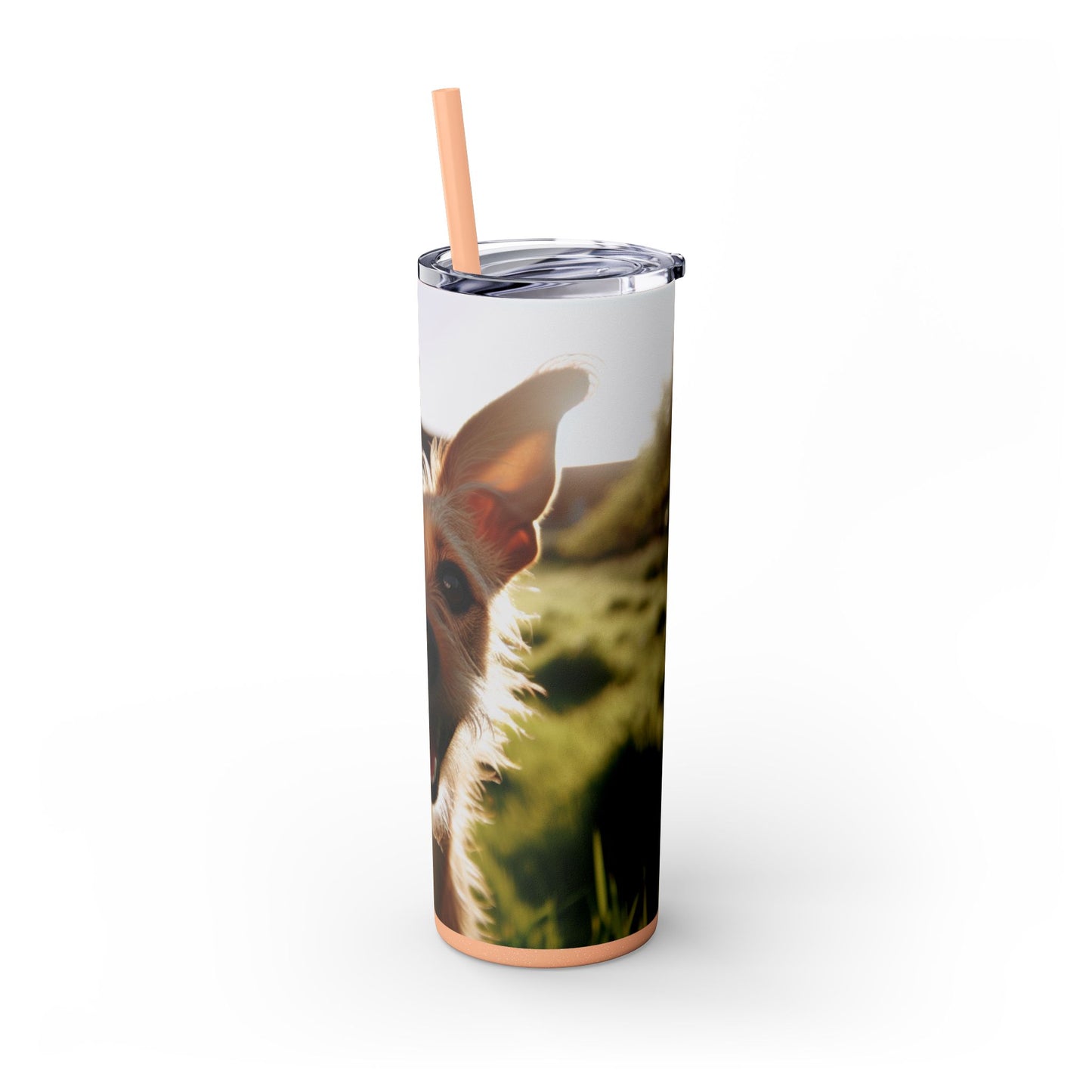 Portuguese Podengo Skinny Tumbler with Straw, 20oz