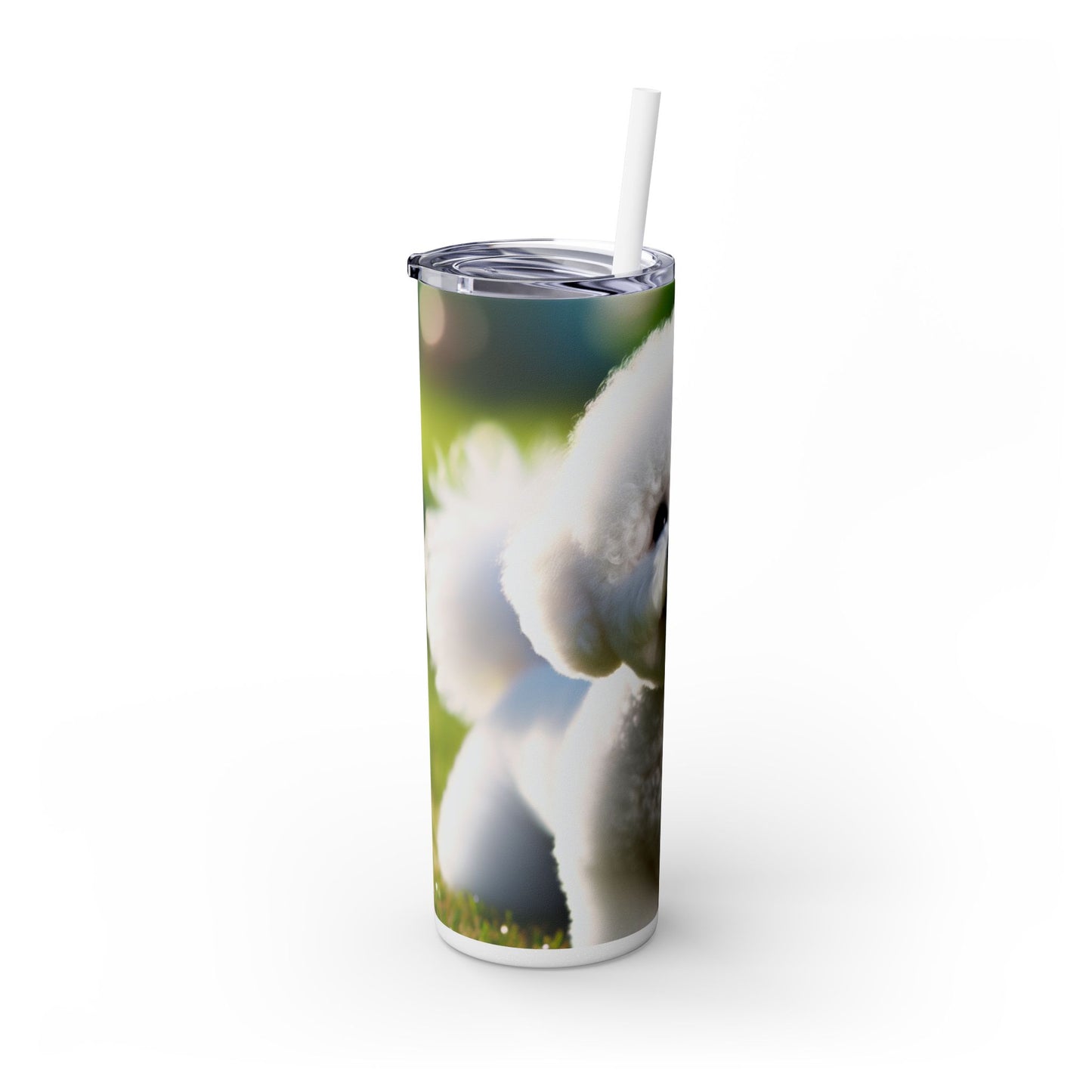 Bichon Frise Skinny Tumbler with Straw, 20oz