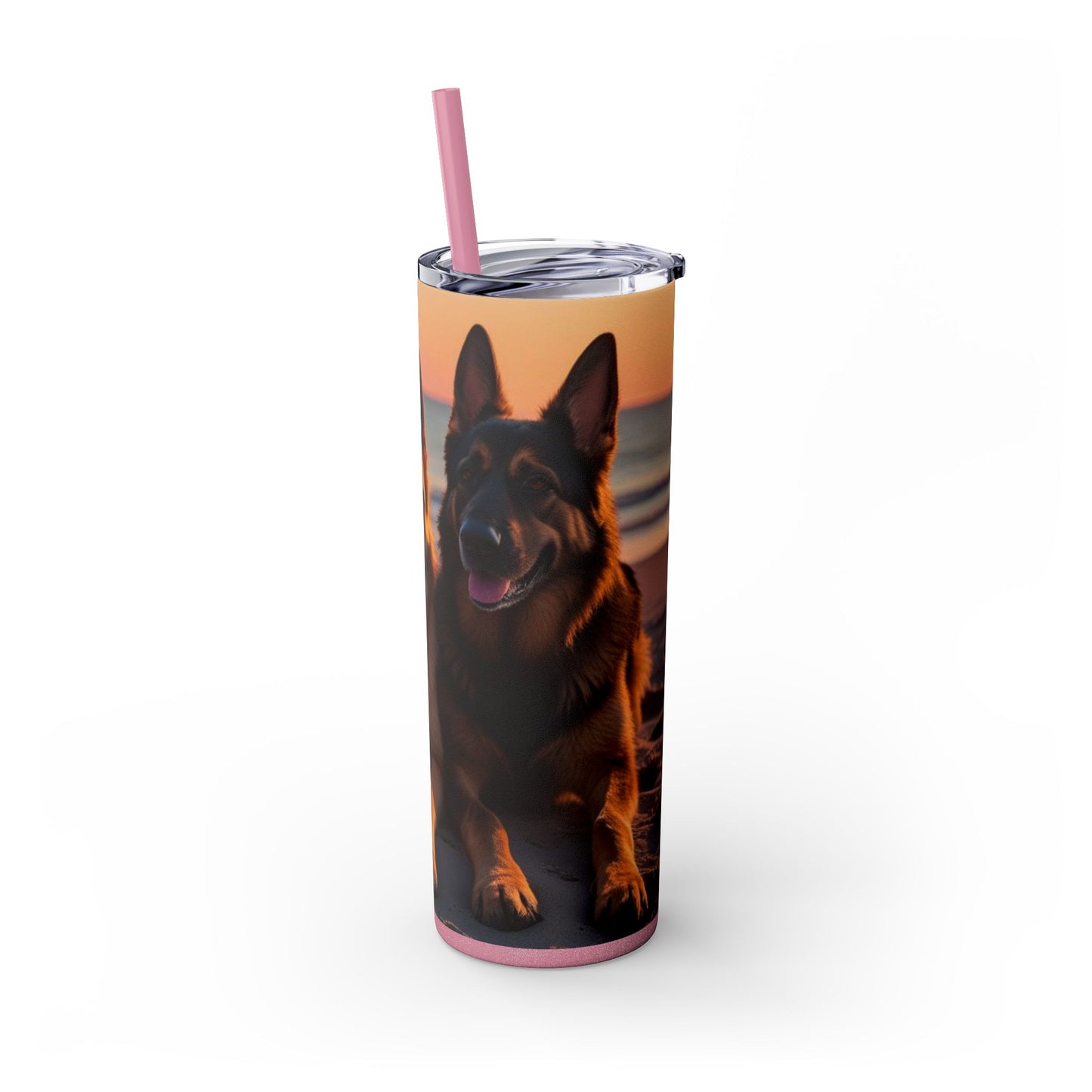 German Shepherd Love Skinny Tumbler with Straw, 20oz