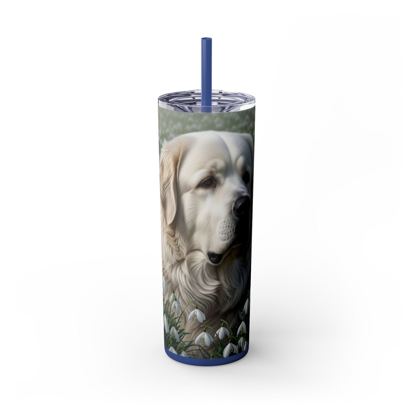 Pyrenean Mastiff Skinny Tumbler with Straw, 20oz