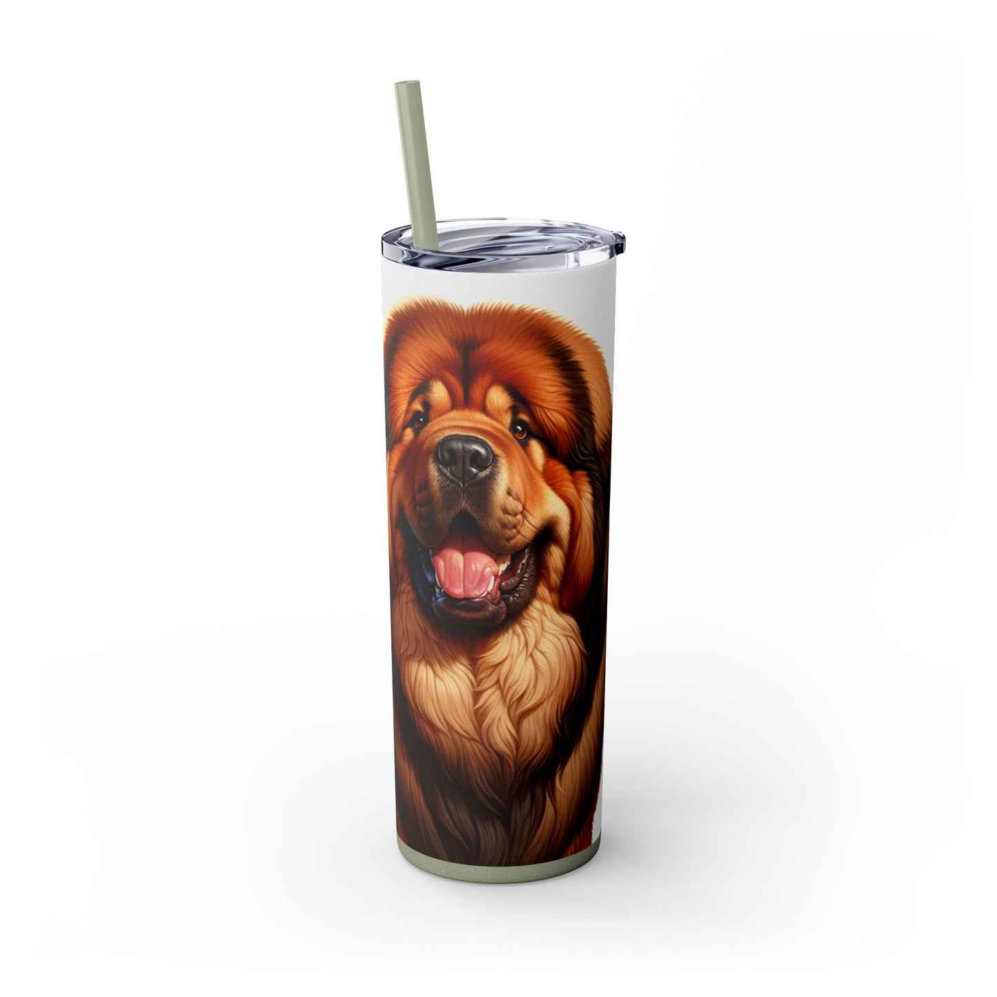 Tibetan Mastiff Skinny Tumbler with Straw, 20oz