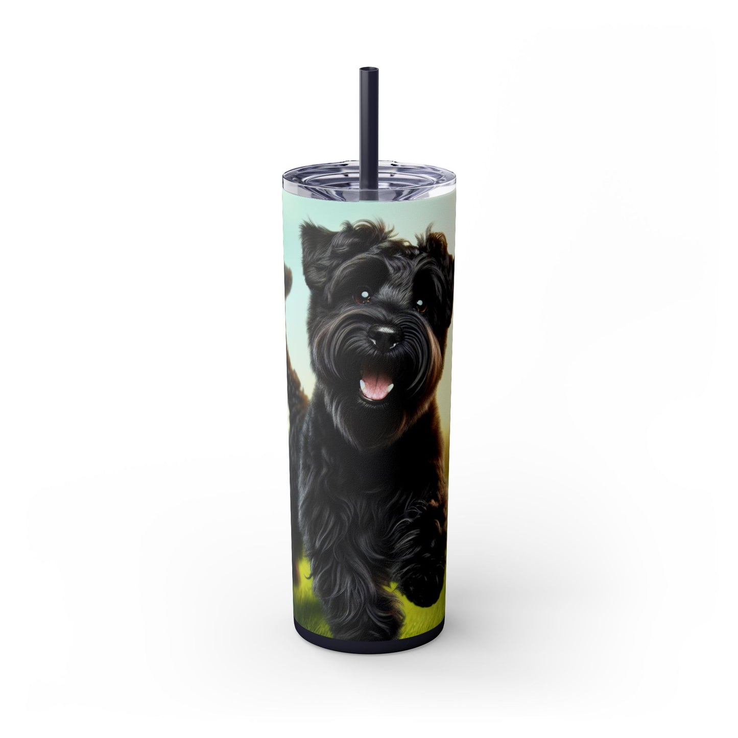 Russian Black Terrier Skinny Tumbler with Straw, 20oz