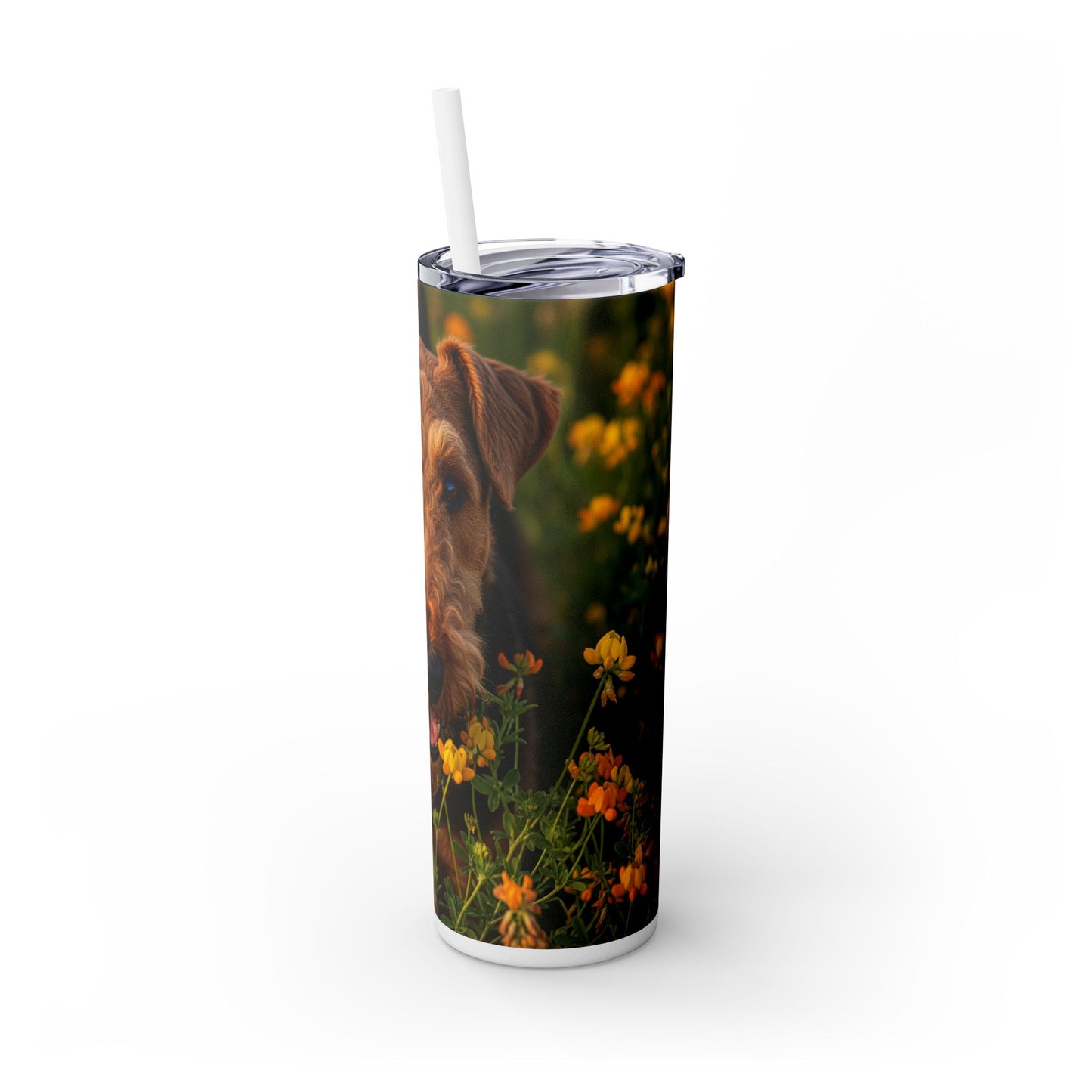 Airedale Terrier Skinny Tumbler with Straw, 20oz