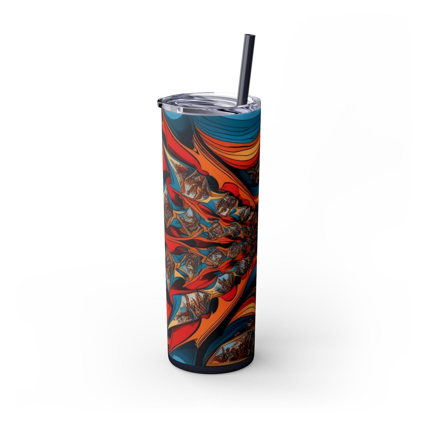 Optical Illusion Skinny Tumbler with Straw, 20oz