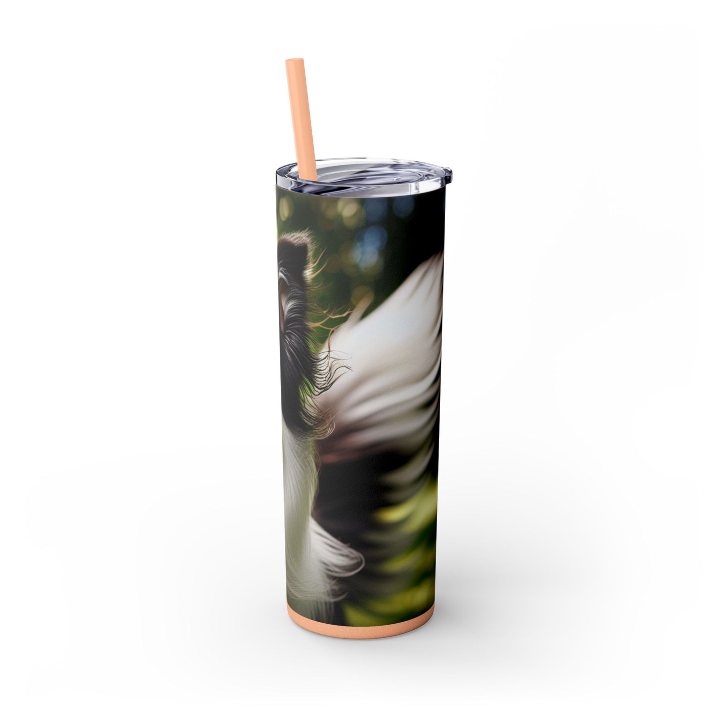 Border Collie Skinny Tumbler with Straw, 20oz