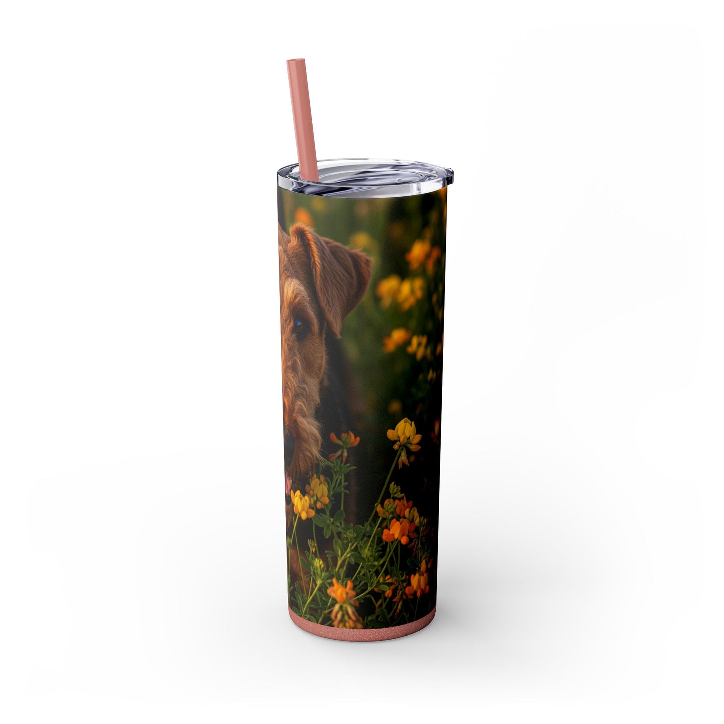 Airedale Terrier Skinny Tumbler with Straw, 20oz