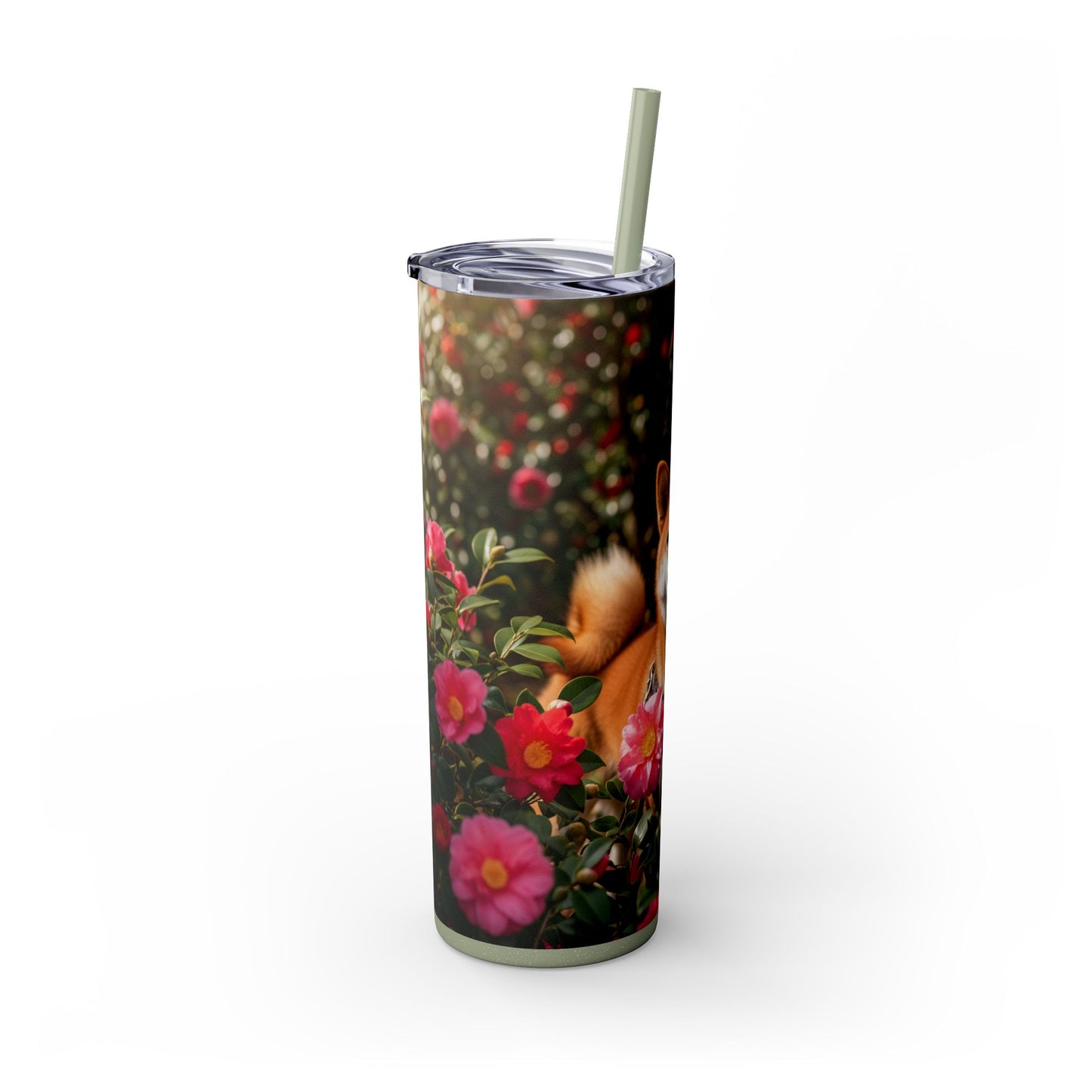 Shiba Inu Skinny Tumbler with Straw, 20oz