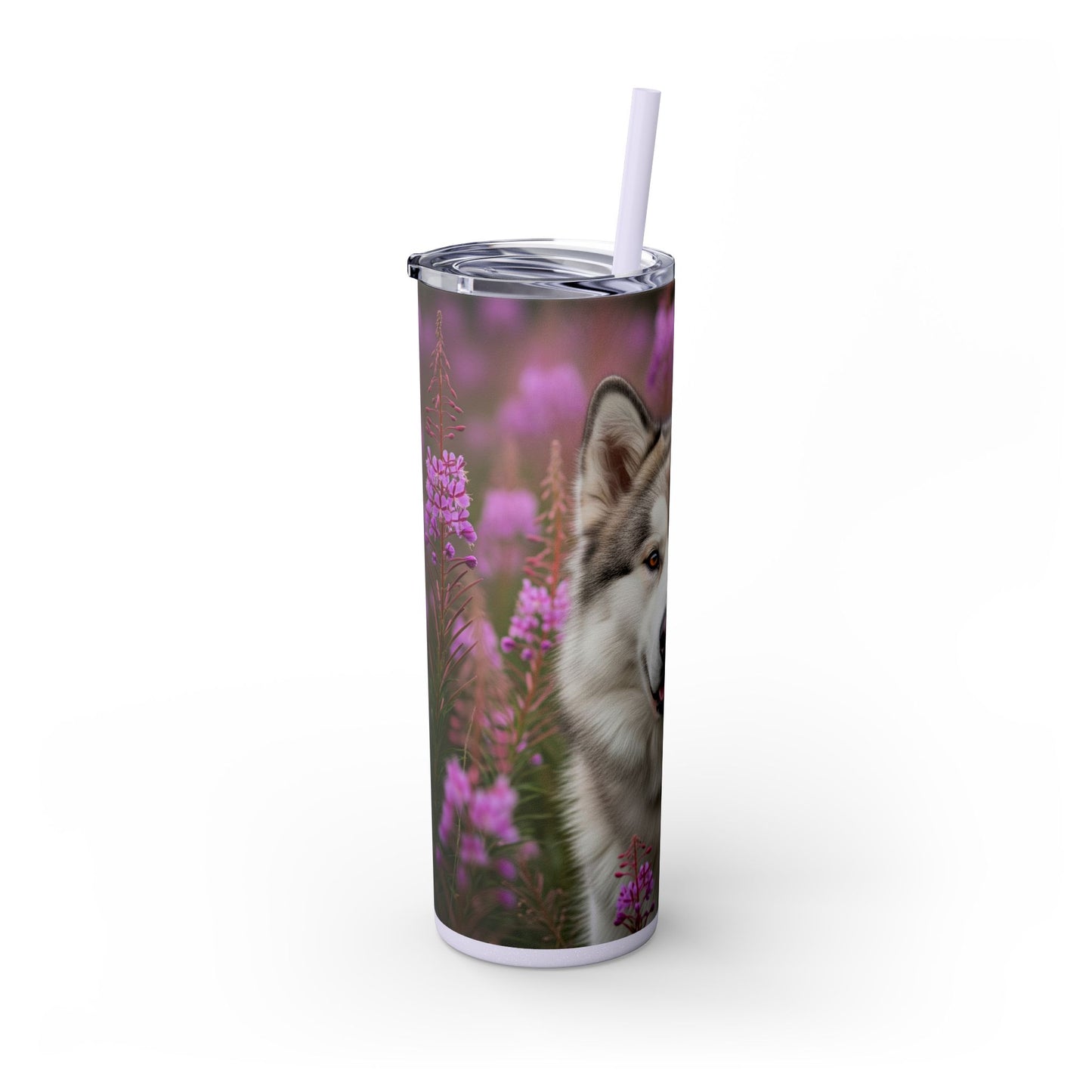 Alaskan Malamute Skinny Tumbler with Straw, 20oz