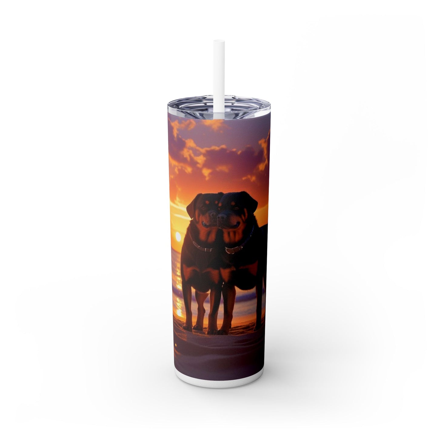 Rottweiler Love Skinny Tumbler with Straw, 20oz