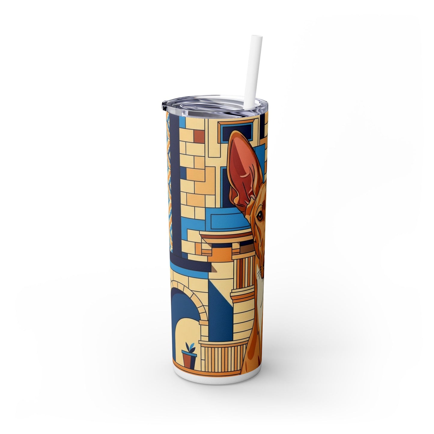 Pharaoh Hound Skinny Tumbler with Straw, 20oz