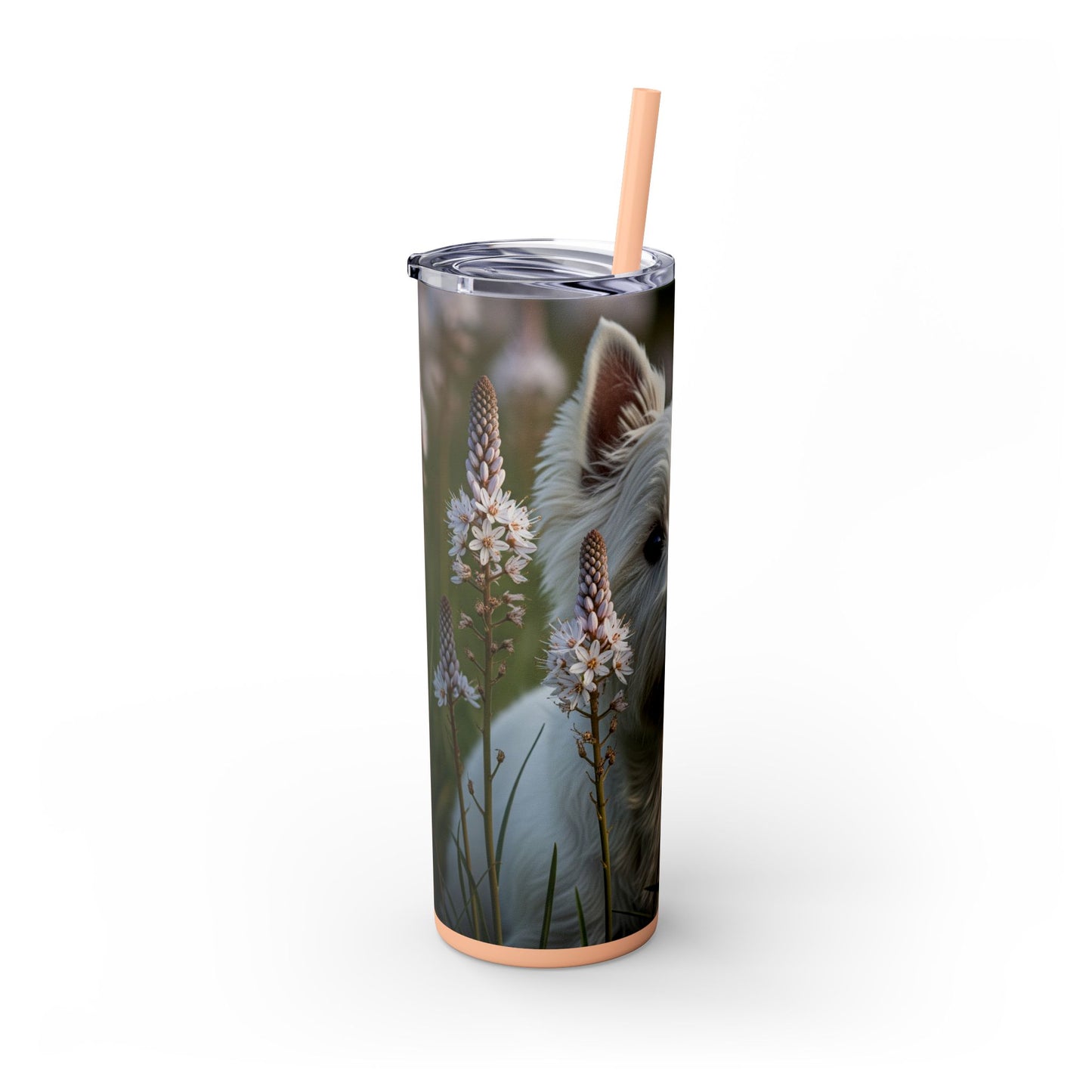 West Highland White Terrier Skinny Tumbler with Straw, 20oz