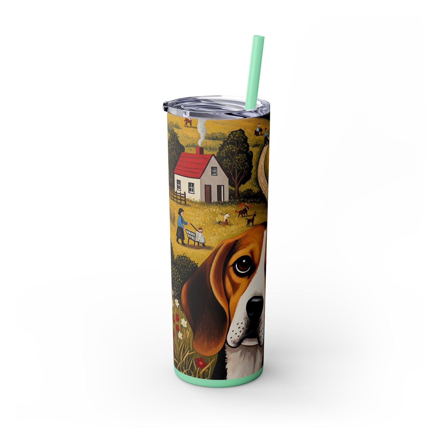 Beagle Skinny Tumbler with Straw, 20oz