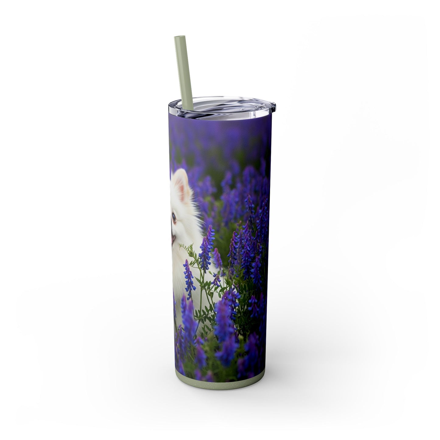 Pomeranian Skinny Tumbler with Straw, 20oz