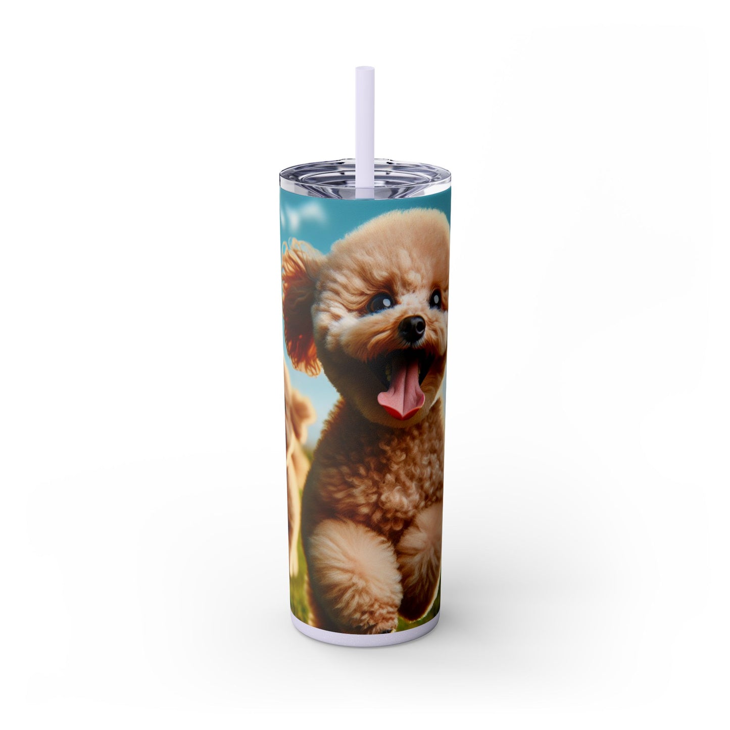 Toy Poodle Skinny Tumbler with Straw, 20oz