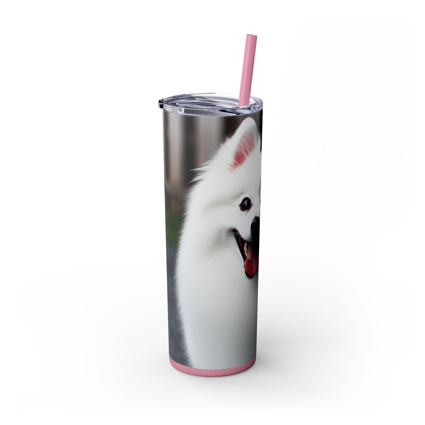 American Eskimo Dog Skinny Tumbler with Straw, 20oz